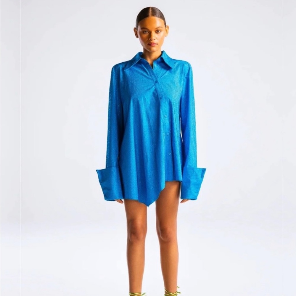 Hanifa Liah Shirt in Ocean Blue Medium NWT